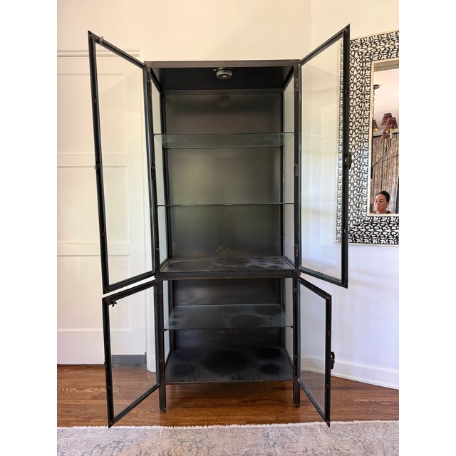Industrial Iron & Glass Display Cabinet For Sale In Los Angeles - Image 6 of 11