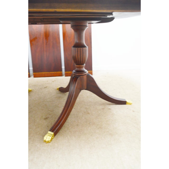 Wood Henkel Harris Mahogany Banded Dining Table For Sale - Image 7 of 17