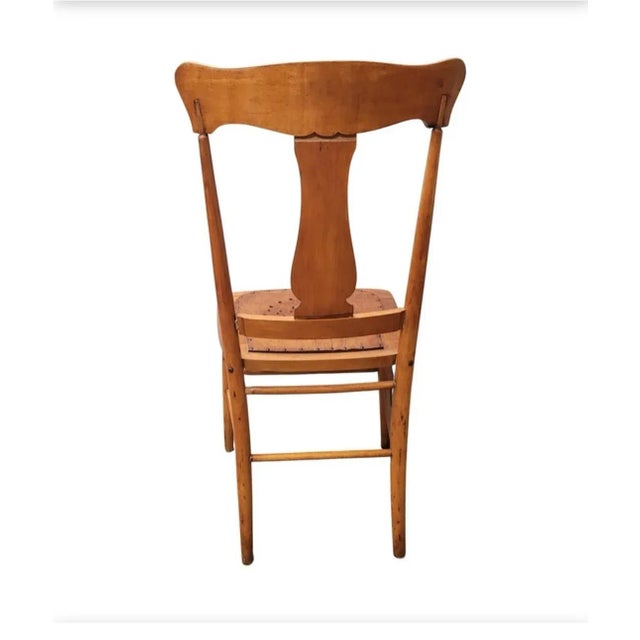 Antique New England T-Back Punch Holes Seat Maple Chair, 1860s For Sale In Washington DC - Image 6 of 12