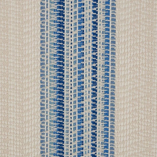 Rustic Sample - Schumacher Bendita Stripe Indoor/Outdoor Fabric in Blue For Sale - Image 3 of 4