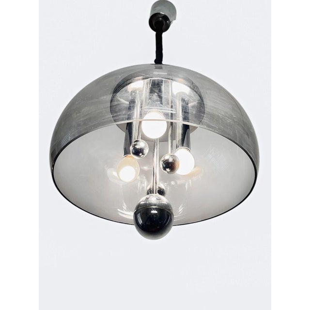 Space Age Acrylic Glass and Chrome Sputnik Ceiling Lamp, 1970s For Sale - Image 5 of 7