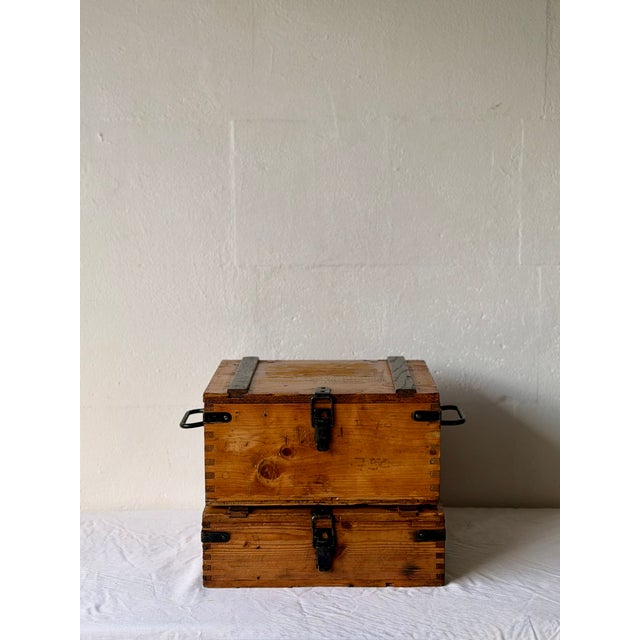 Black Vintage Wooden Storage Boxes, 1920s, Set of 2 For Sale - Image 8 of 15