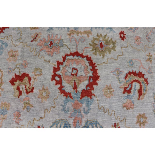 Large Hand Knotted Oushak Turkish Rug by Keivan Woven Arts, 12'8" X 16'10" For Sale - Image 12 of 16
