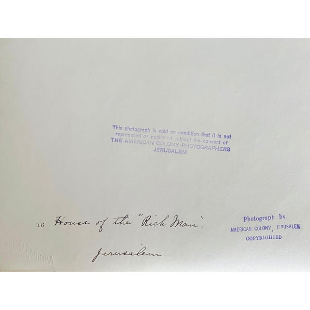 American Colony Jerusalem, Vintage Large Albumen Photo Jerusalem - House Of The "Rich Man", 1890-1920 For Sale In Miami - Image 6 of 9