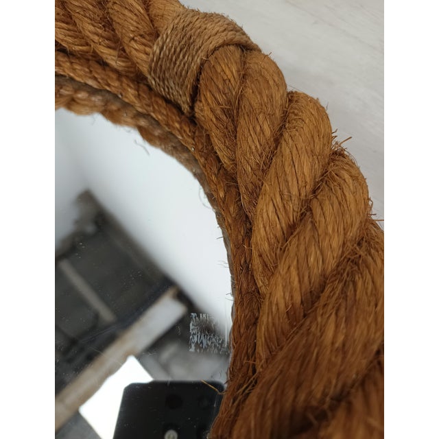 Vintage Rope Mirror attributed to Adrien Audoux & Frida Minet, 1950s For Sale - Image 9 of 15