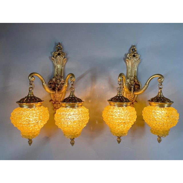 1980s French Louis XVI Gold Bronze Crystal Wall Lamps/ Sconces -Pair For Sale - Image 14 of 14