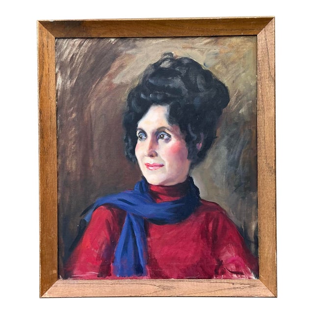 Vintage Original Oil Portrait on Canvas For Sale