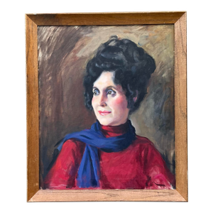 Vintage Original Oil Portrait on Canvas