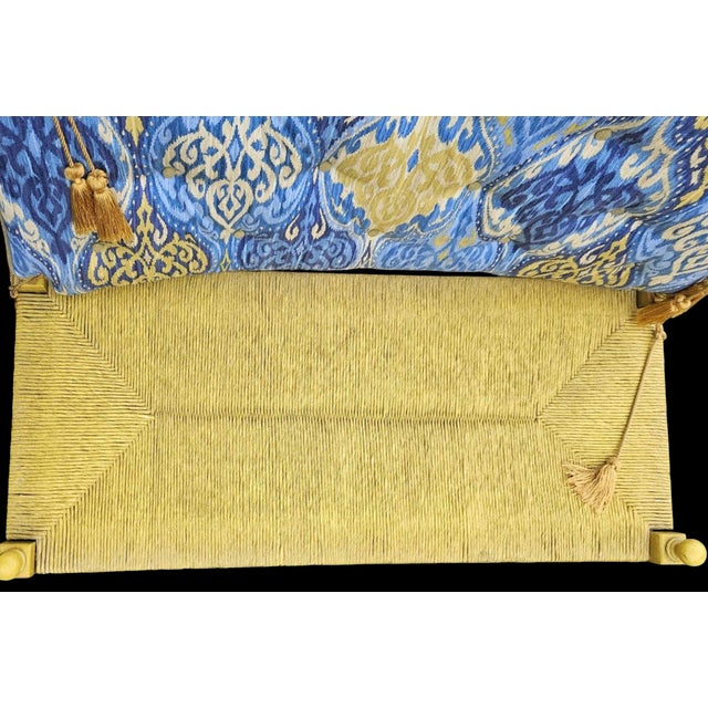 Mid 20th Century Vintage Hollywood Regency Rush Seat Bench With Tufted Cushion For Sale - Image 5 of 6