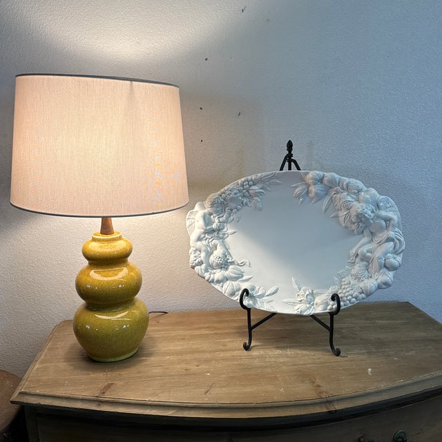 Gumps 1980s Italian Ceramic Platter Made for Gumps. Fruit and Cherubs For Sale - Image 4 of 12