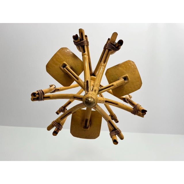 Mustard Italian Bamboo Pagoda Chandelier, 1960s For Sale - Image 8 of 13