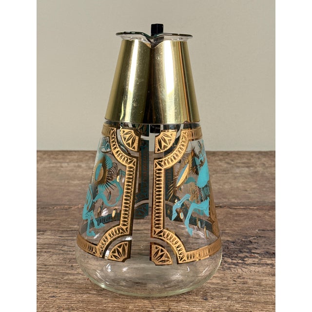 1950s Fred Press Glass Cocktail Pitcher / Carafe Turquoise Tiki Design 1950s For Sale - Image 5 of 7