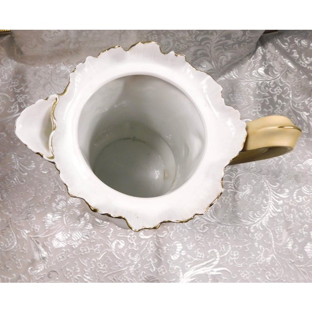 Ceramic 1940s Shaped Chocolate Pot With Dimensional Flower Details and No Lid For Sale - Image 7 of 8