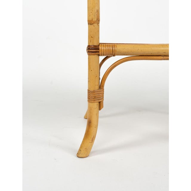 Mid-Century Rattan and Bamboo Side Table in the style of Vivai del Sud, Italy, 1970s For Sale - Image 14 of 17