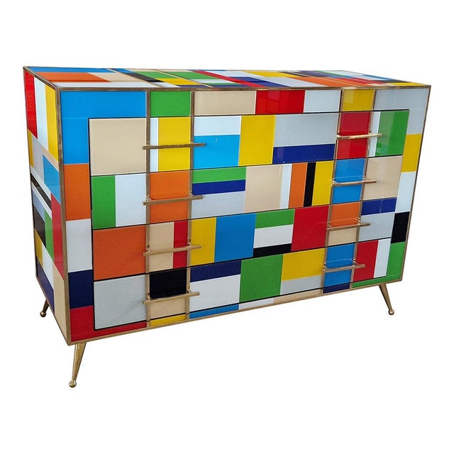 Wood Vintage Chest of Drawers in Murano Glass, 1980s For Sale - Image 7 of 9