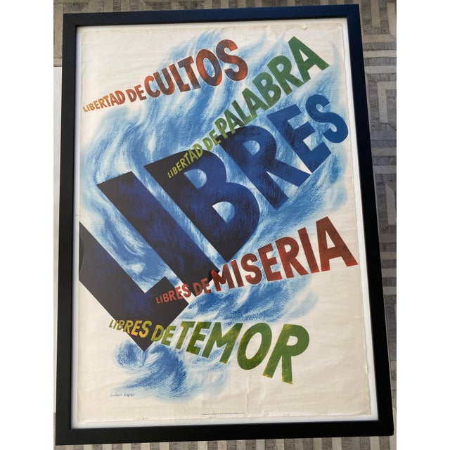 Mounted on linen and framed to prevent any further degradation, this poster has managed to survive for 80 years. A piece...