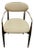 Interlude Home Cidra Walnut and Brass Armchair - Cream Vegan Leather - Mid-Century Modern Style For Sale