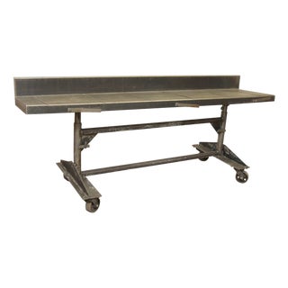 Mid 20th Century Industrial Steel Adjustable Height Rolling Desk For Sale