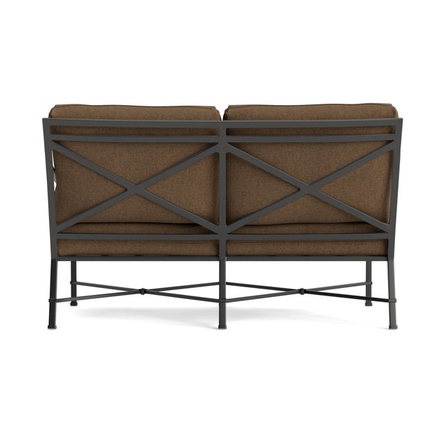 Brown Jordan Brown Jordan Venetian Right Arm Loveseat, Textured Pewter frame with Fusion Moccasian fabric For Sale - Image 4 of 11