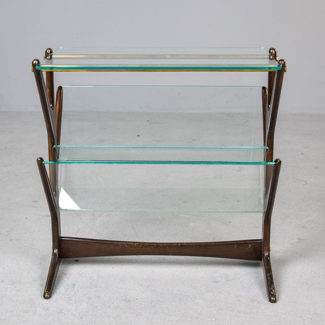 Mid-Century Modern Mid Century Mahogany Side Table With Magazine Rack and Brass Detail For Sale - Image 3 of 11