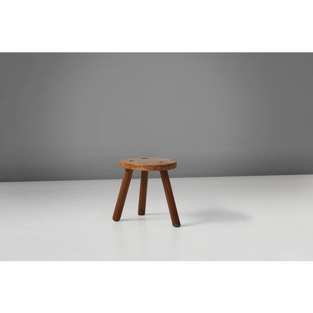 Rustic Wooden Tripod Stool, France, 1920s For Sale - Image 10 of 11