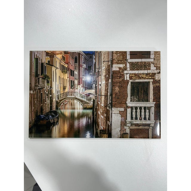 Beautiful photograph of night time in Venice, transferred onto the surface of a ceramic tile. The colors seem to light up...