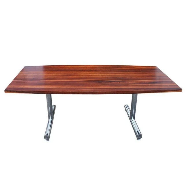 Rosewood Chrome Table Desk by Tim Bates for Pieff Furniture For Sale - Image 9 of 9