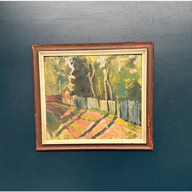 Bajo, Landscape with Fence, 1960s, Oil Painting on Panel, Framed For Sale - Image 16 of 16