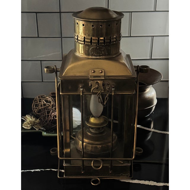 A rare solid brass railroad lantern dating to the 1890s, originally produced for late 19th-century American railway use....