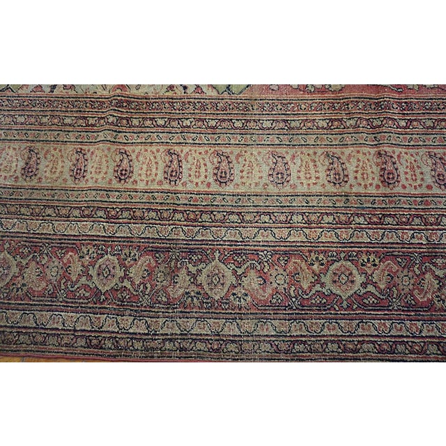 1880s Green Pistacho Animal Scene Antique n.e. Persian Khorassan Moud Rug 9'9" X 12'2" Handknotted Wool Carpet For Sale In New York - Image 6 of 9