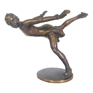 1940s Janos Sovary Bronze Sculpture of Figure Skater Vivi-Anne Hulten 1 of 5 in the World.