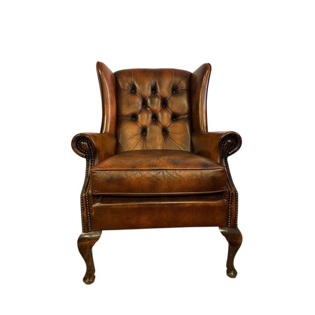 Wingback Club Chair in Leather For Sale - Image 5 of 5