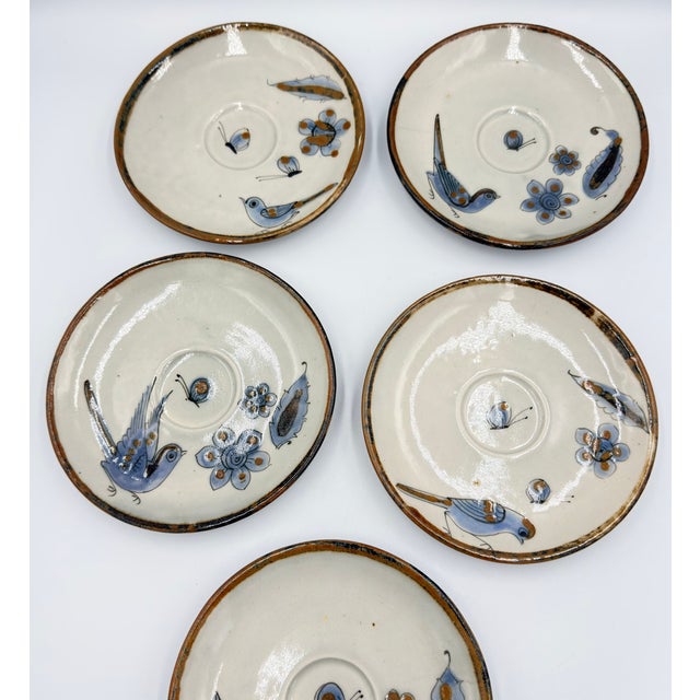 1960s El Palomar Ken Edwards Tonala Stoneware Saucer Plates Mexico Folk Art Pottery For Sale In Palm Springs - Image 6 of 8