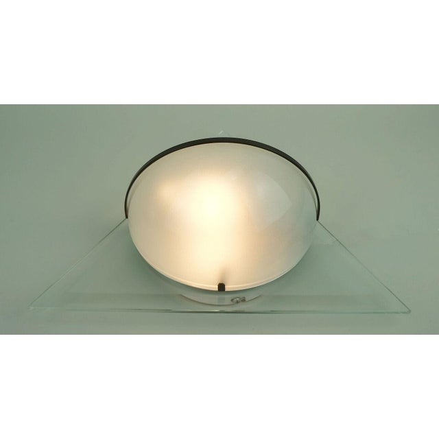 Italian Wall Lamps Lamperti Model Illo in Etched Glass and Metal, 1980s, Set of 2 For Sale - Image 8 of 11