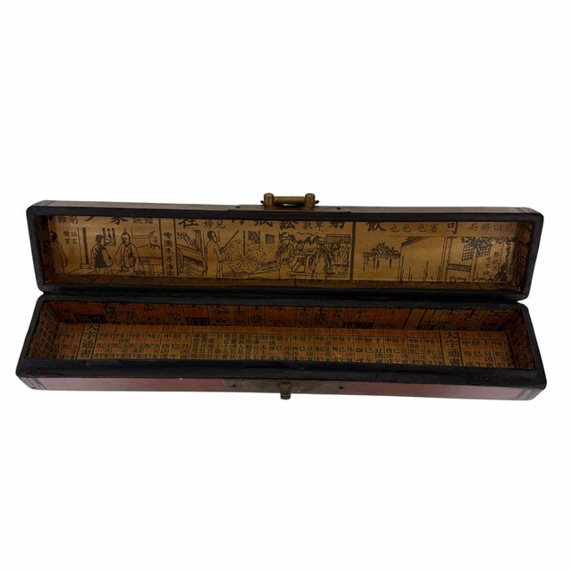 Vintage Leather Wrapped Chop Stick Box, Phoenix, Dragon Motif For Sale - Image 6 of 11