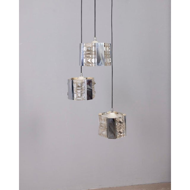 Vintage Metal and Crystal Pendant Lamp by Kinkeldey, 1970s For Sale - Image 3 of 12