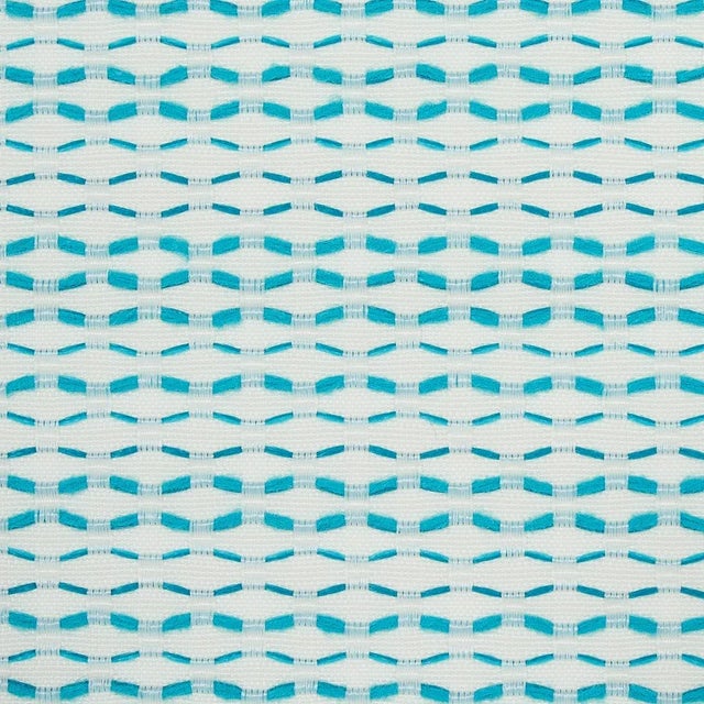 Contemporary Sample - Schumacher Branford Indoor/Outdoor Fabric in Turqouise For Sale - Image 3 of 3