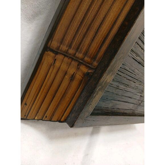 Vintage Asian 16" Dark Wood & Bamboo Serving Tray Ethnic Home Decor Party For Sale - Image 10 of 14