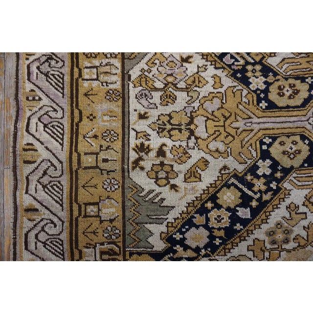 1930s Ivory Black Medallion Antique Caucasian Zeychor Rug 3'9" X 6'6" Handknotted Wool Carpet For Sale - Image 12 of 18