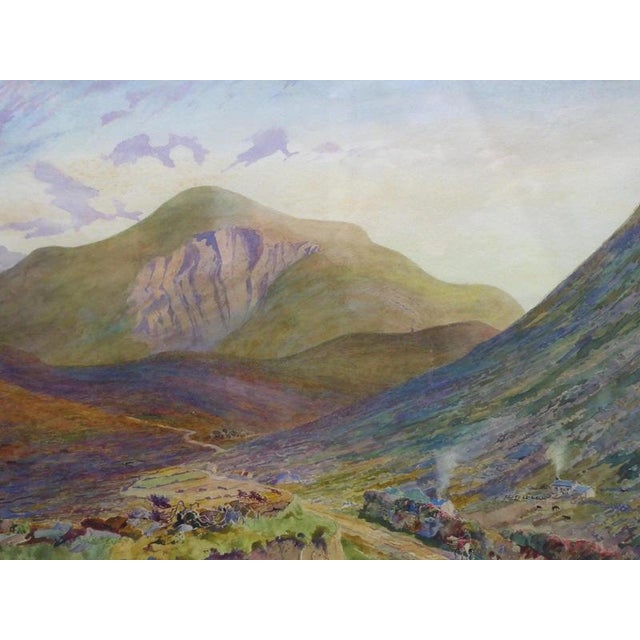 Fine late victorian mountain landscape watercolour by william monk re material: watercolour on paper, giltwood, glass a...