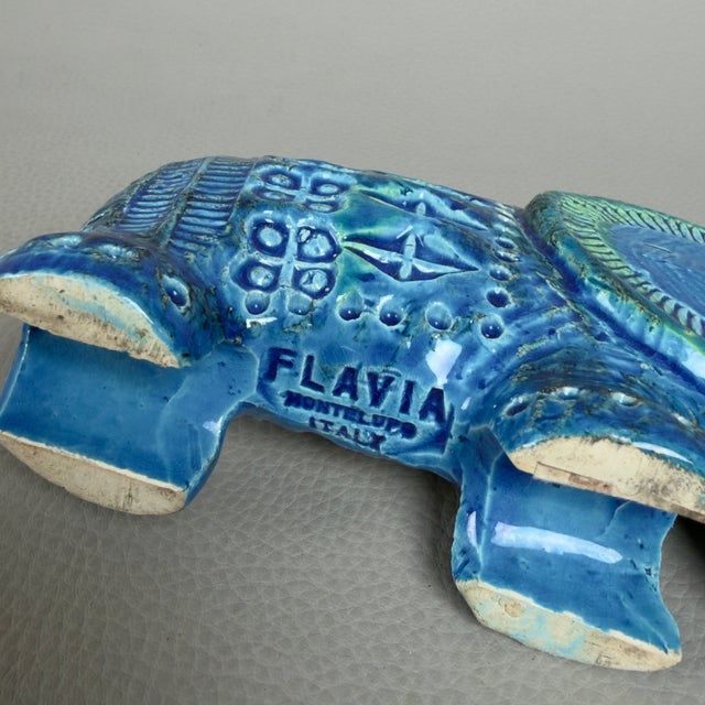 Vintage Blue Ceramic Elephant Sculpture by Aldo Londi for Bitossi / Flavia Montelupo, 1960s For Sale - Image 6 of 11