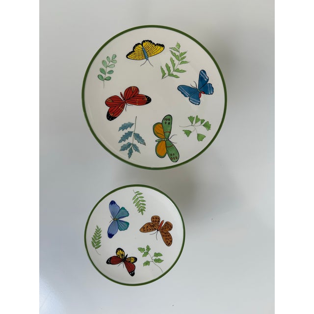 Hollywood Regency 1007 Lynn Chase "Butterfly Paradise" Piece Stacking Cake Stands- Set of 2 For Sale - Image 3 of 9