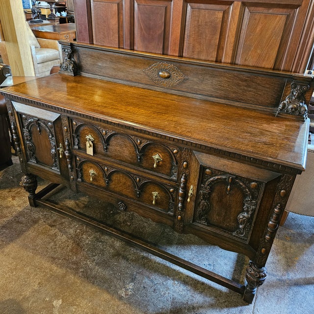 Late 19th Century English Oak Renaissance Revival Carved Sideboard For Sale - Image 9 of 11