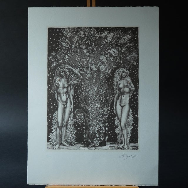 Ernst Fuchs, Adam and Eve, Lithograph, 1970s For Sale - Image 6 of 8
