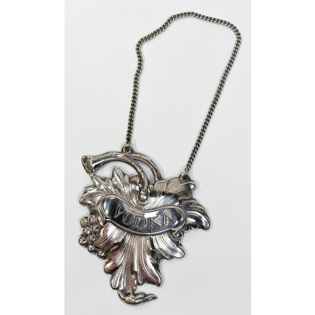 Silverplate Grapevine Motif Liquor Tags Set of 4 - Gin, Vodka, Scotch, Bourbon For Sale - Image 4 of 8