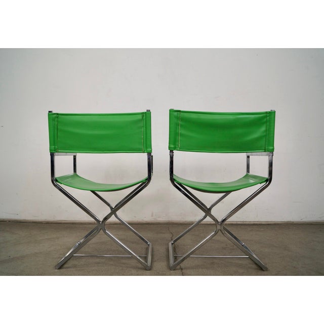 1970s 1970’s Mid-Century Modern Chrome Director’s Chairs - A Pair For Sale - Image 5 of 12