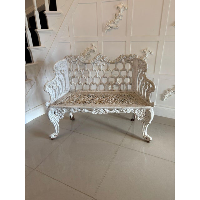 Antique Victorian Ornate Garden Seat in Cast Iron, 1850 For Sale - Image 11 of 12