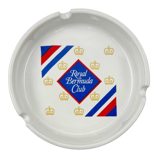 Vintage Royal Bermuda Yacht Club White Porcelain Ashtray For Sale