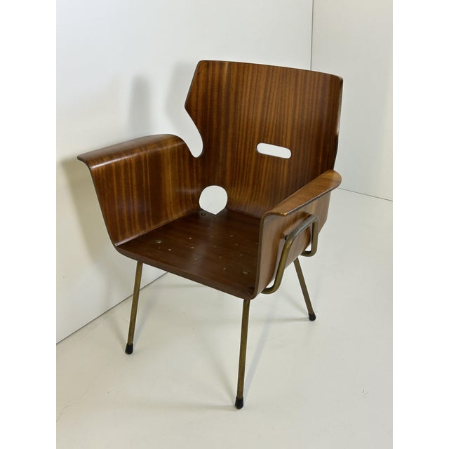 Brown Armchair by Gustavo Pulizer for Arflex, 1956 For Sale - Image 8 of 14