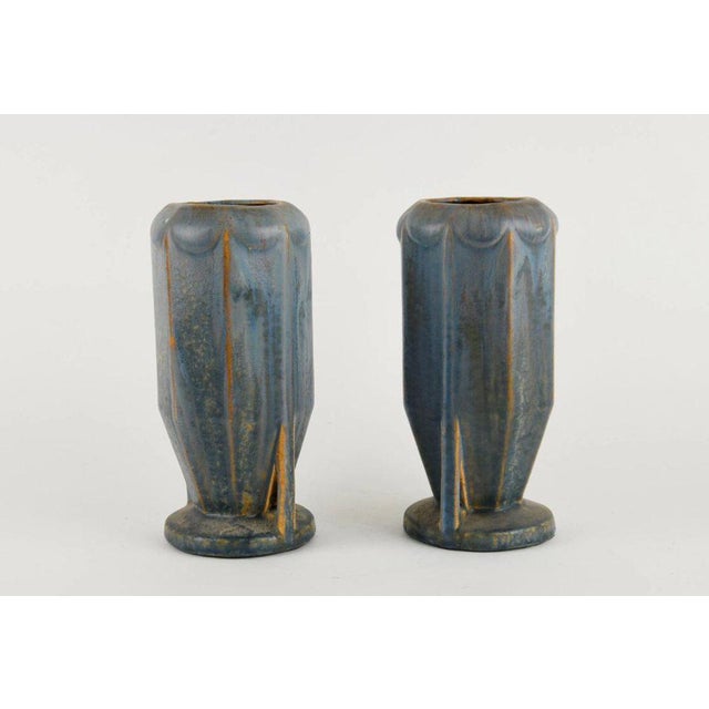 Art deco stoneware vase with crystallization, fourmaintraux delassus, desvres, 1920–1930 period. Octagonal shape....